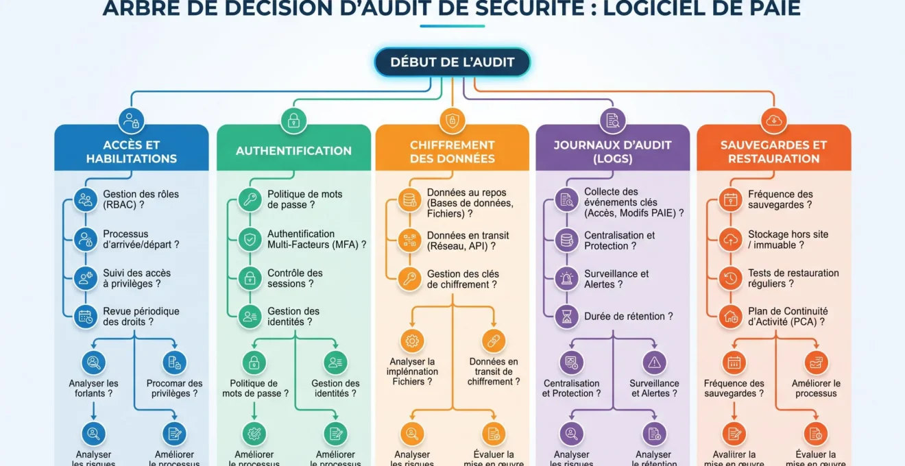 Arbre de contrôle des mesures de sécurité d'un logiciel de paie